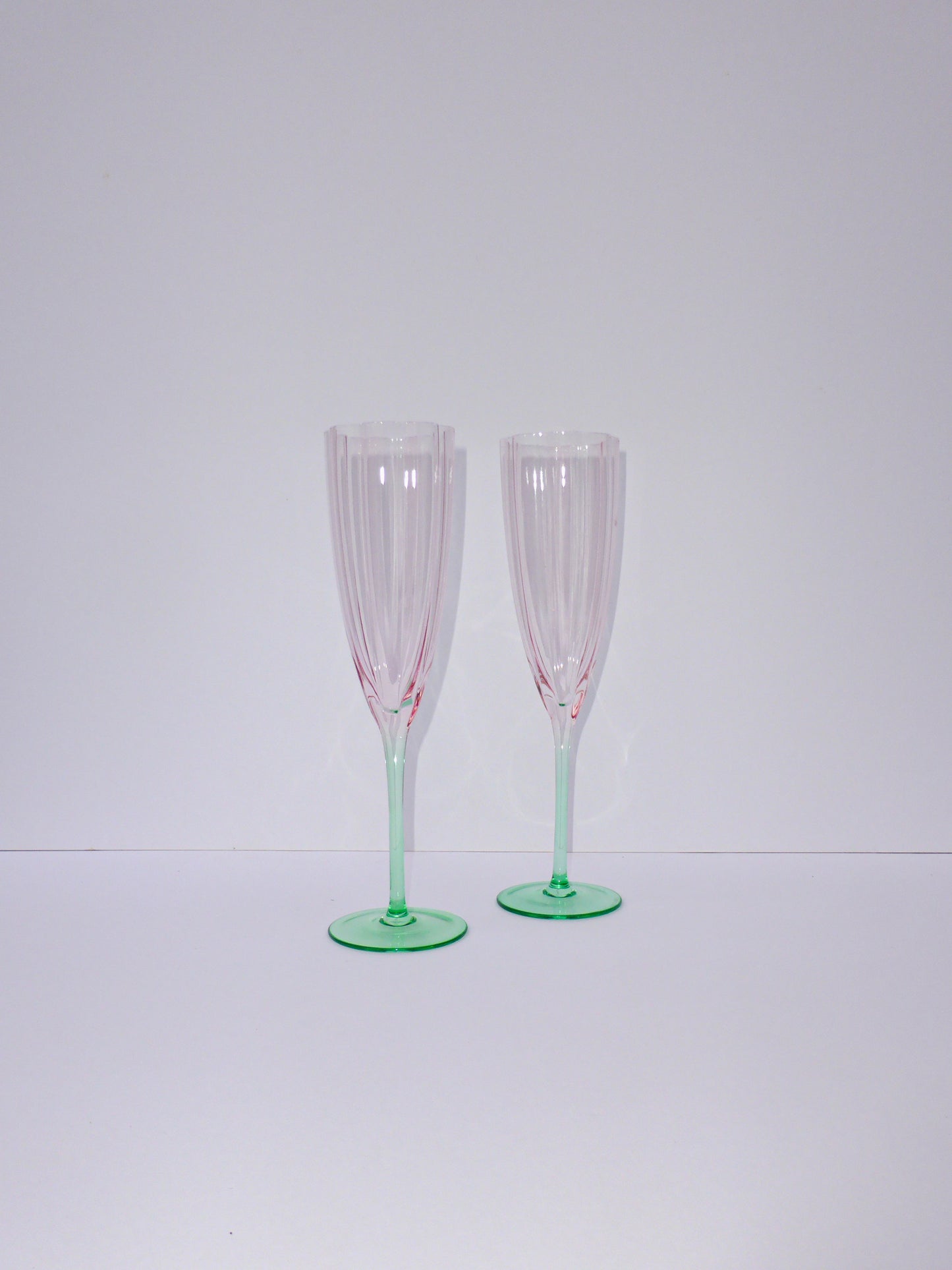 Cute Ribbed Prosecco Glass Set Of Two