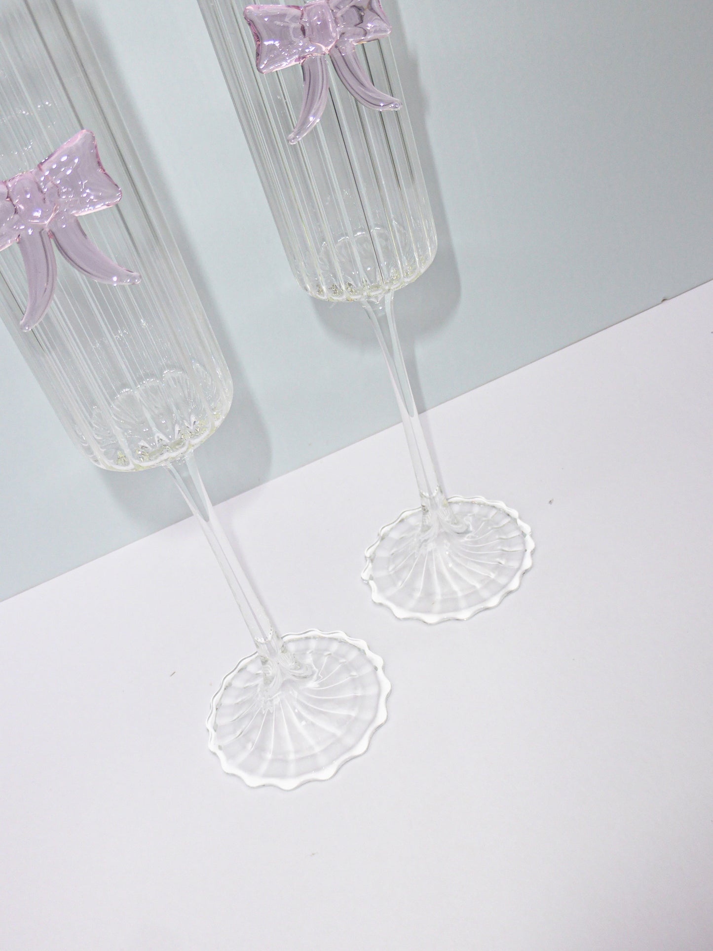 Ribbed Bow Prosecco Glasses Set Of Two