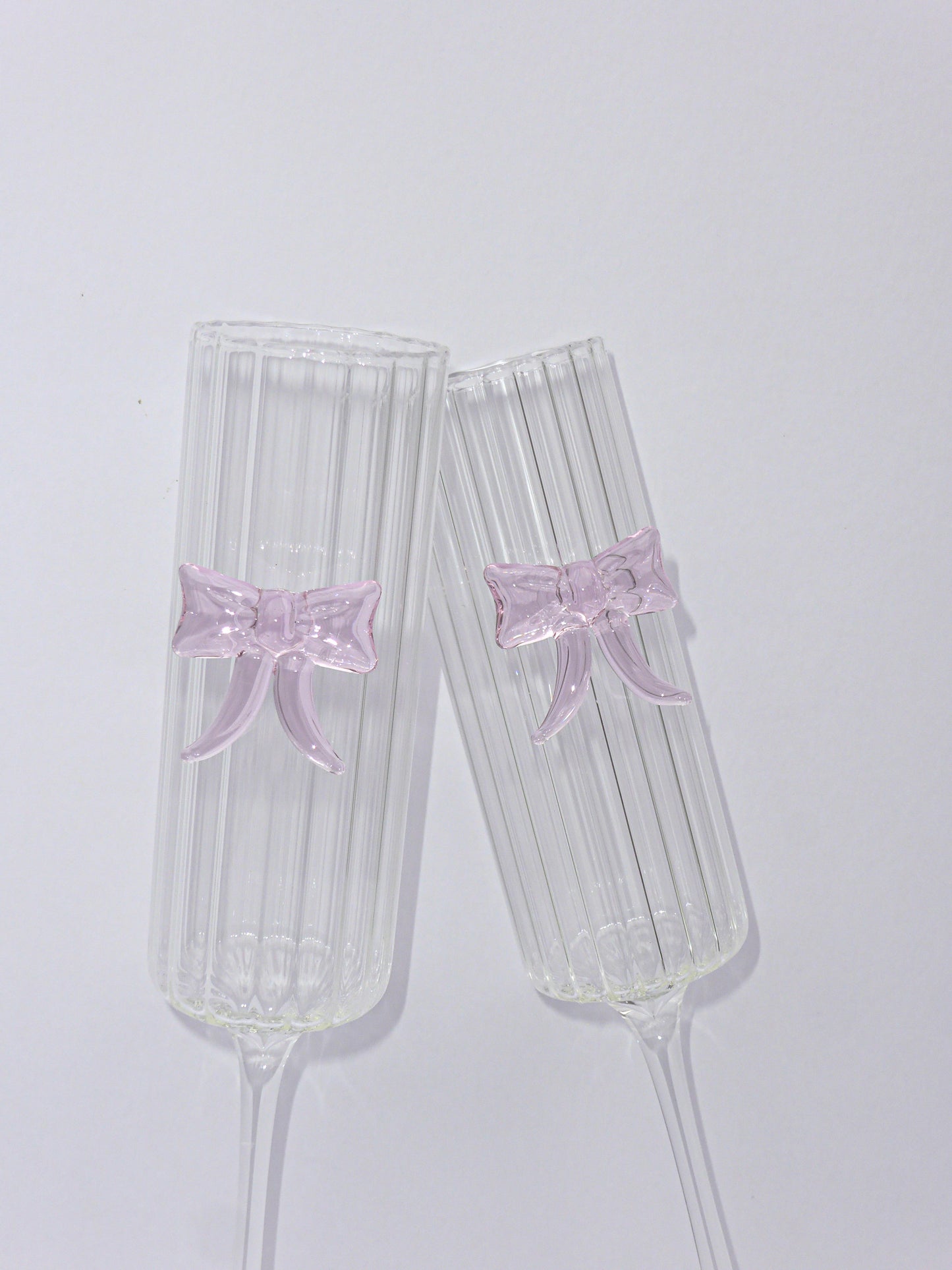 Ribbed Bow Prosecco Glasses Set Of Two