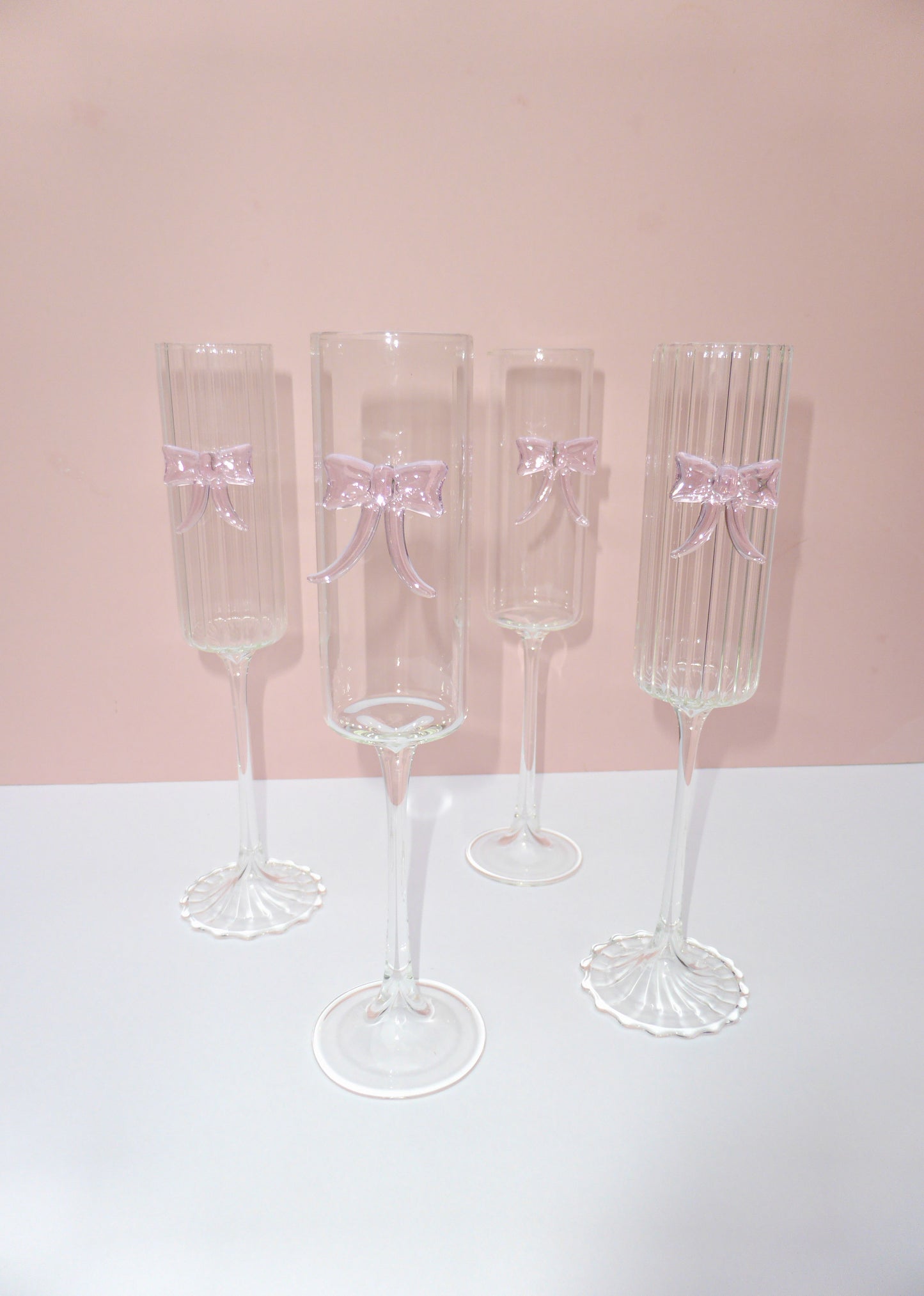Ribbed Bow Prosecco Glasses Set Of Two