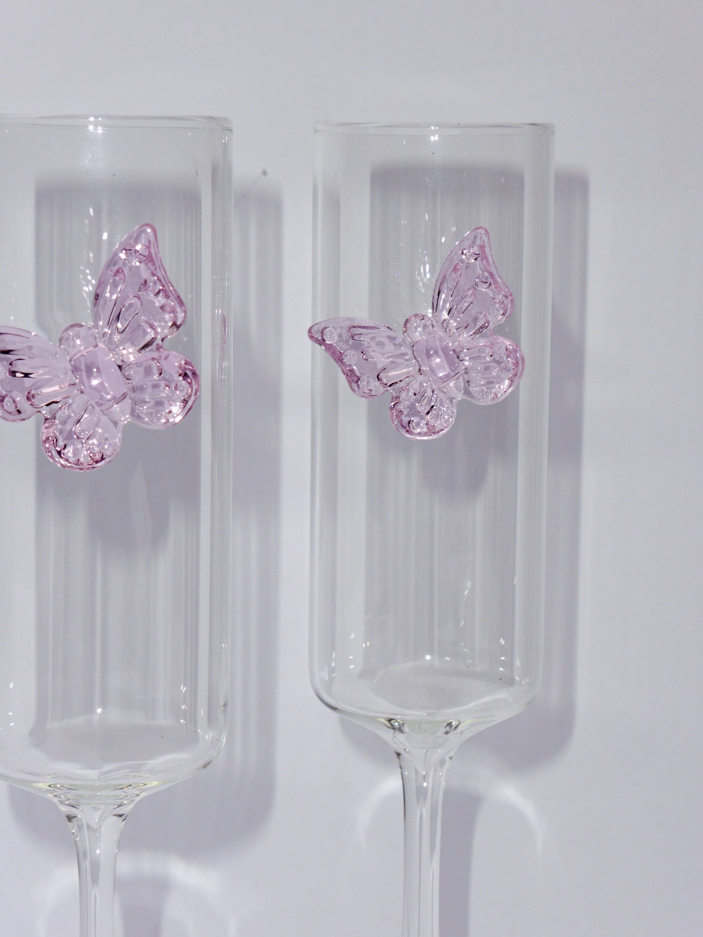 Pink Butterfly Prosecco Flutes Set Of Two