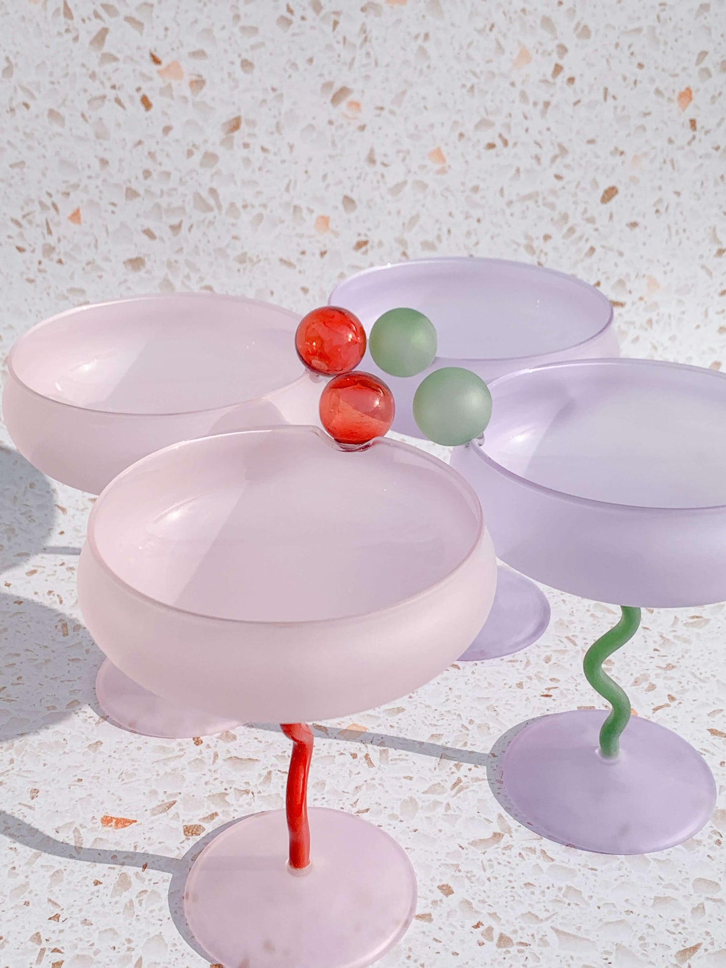 Set of four funky cocktail glasses
