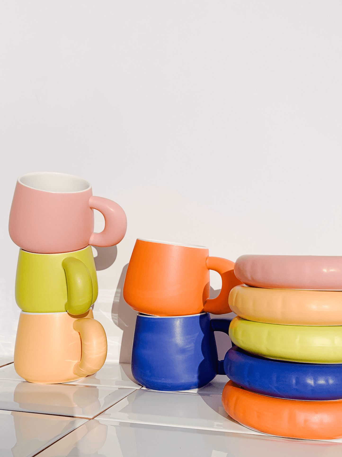 Gustaf westman style mugs. Image of unique cool coffee and tea mug and saucer. Chunky ceramic coffee cup. 