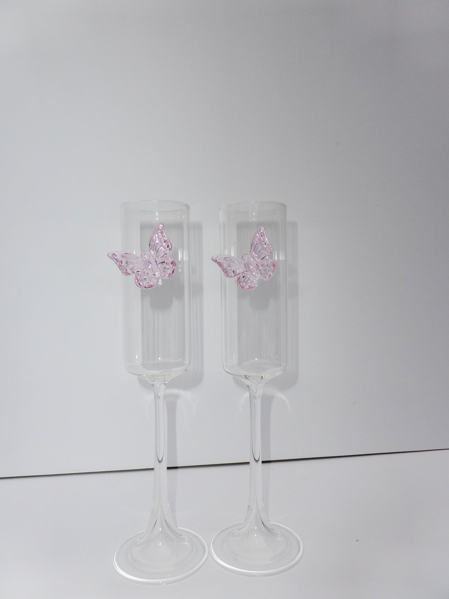 Pink Butterfly Prosecco Flutes Set Of Two