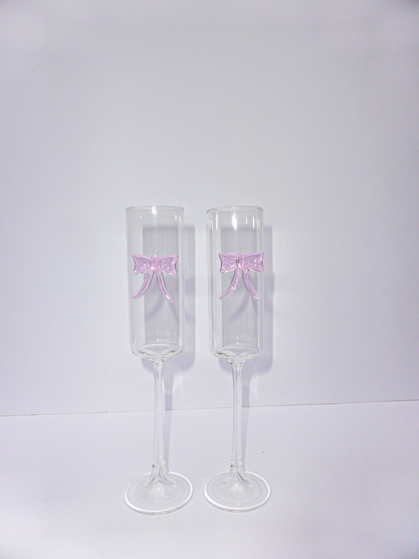 Clear Bow Prosecco glass set of two