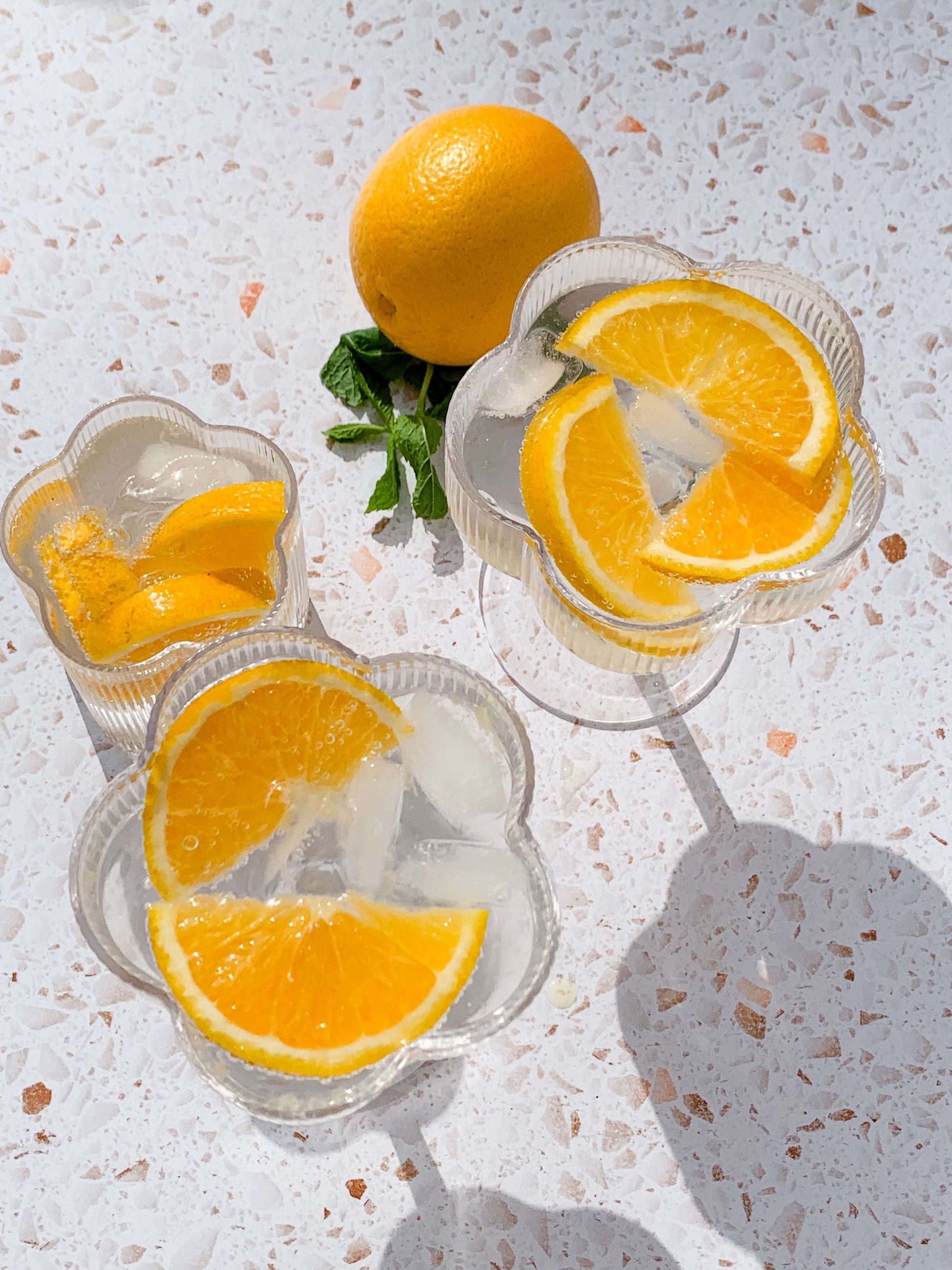 Ribbed floral pretty cocktail glasses