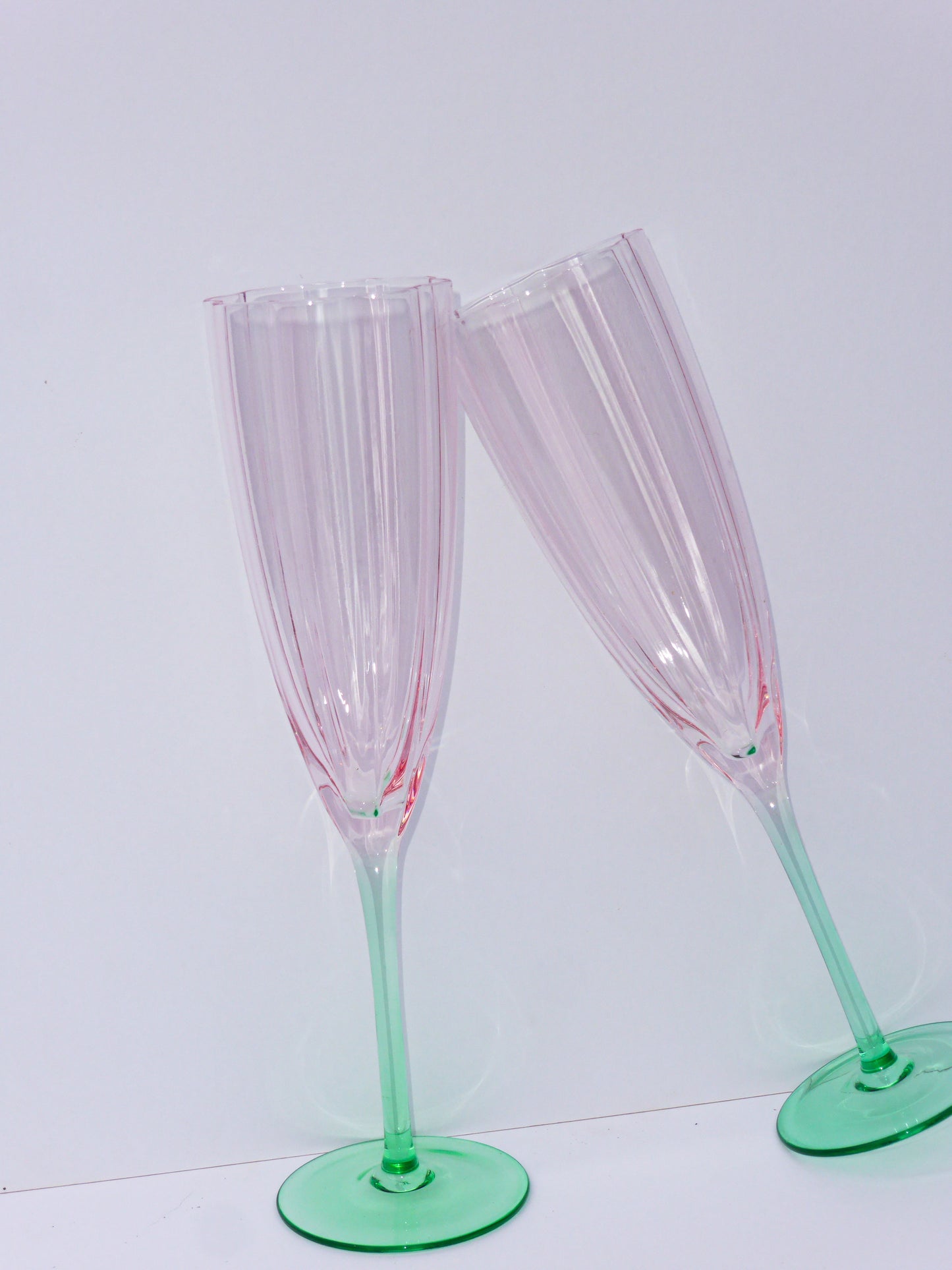 Cute Ribbed Prosecco Glass Set Of Two
