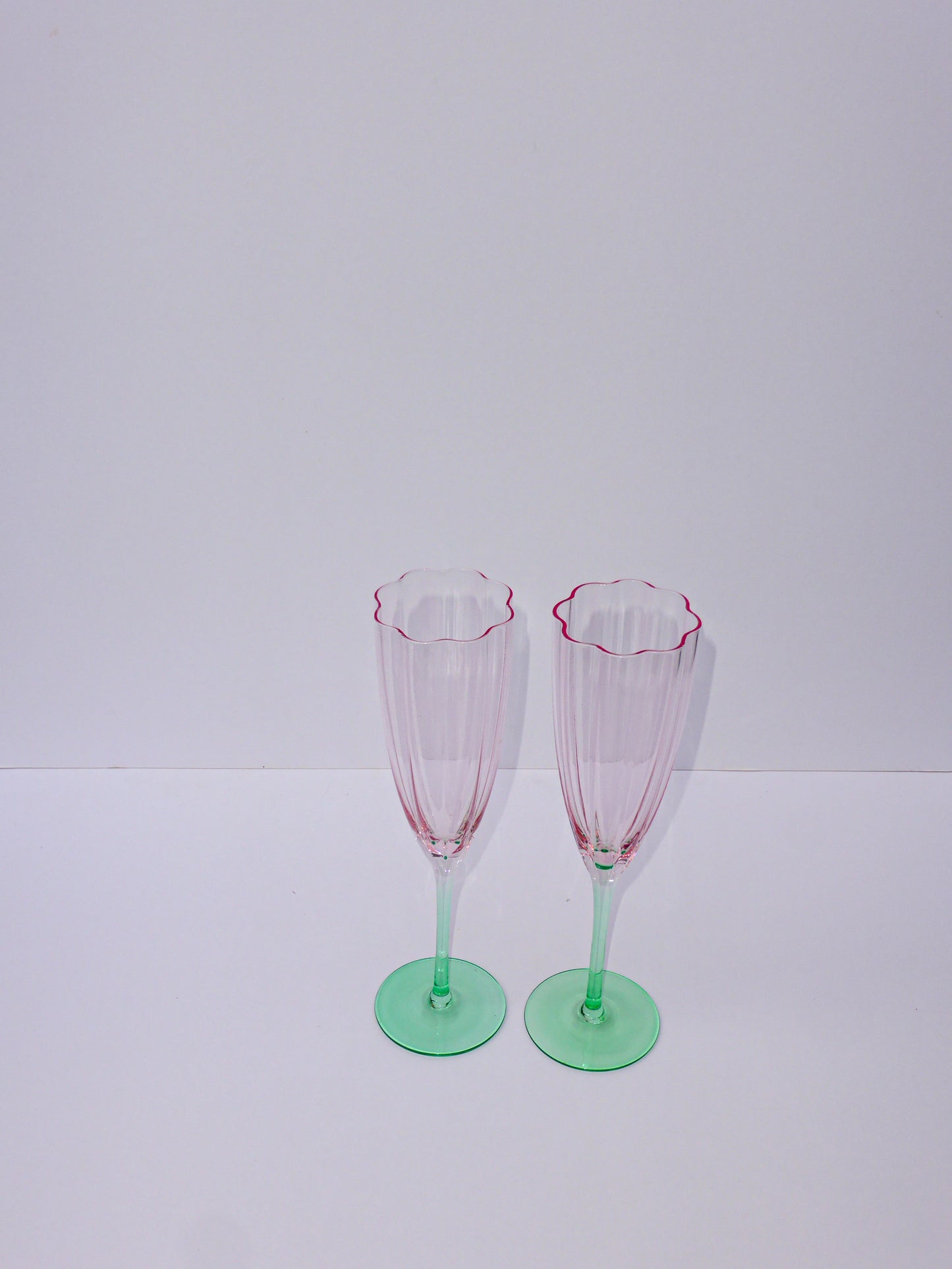Cute Ribbed Prosecco Glass Set Of Two