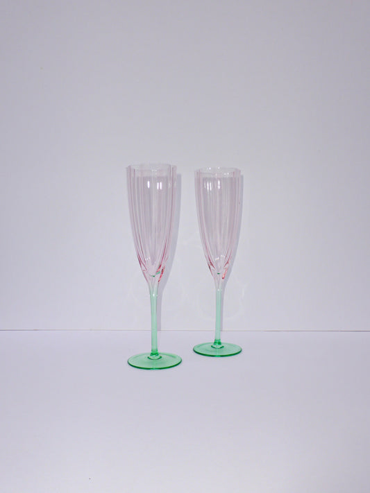 Cute Ribbed Prosecco Glass Set Of Two