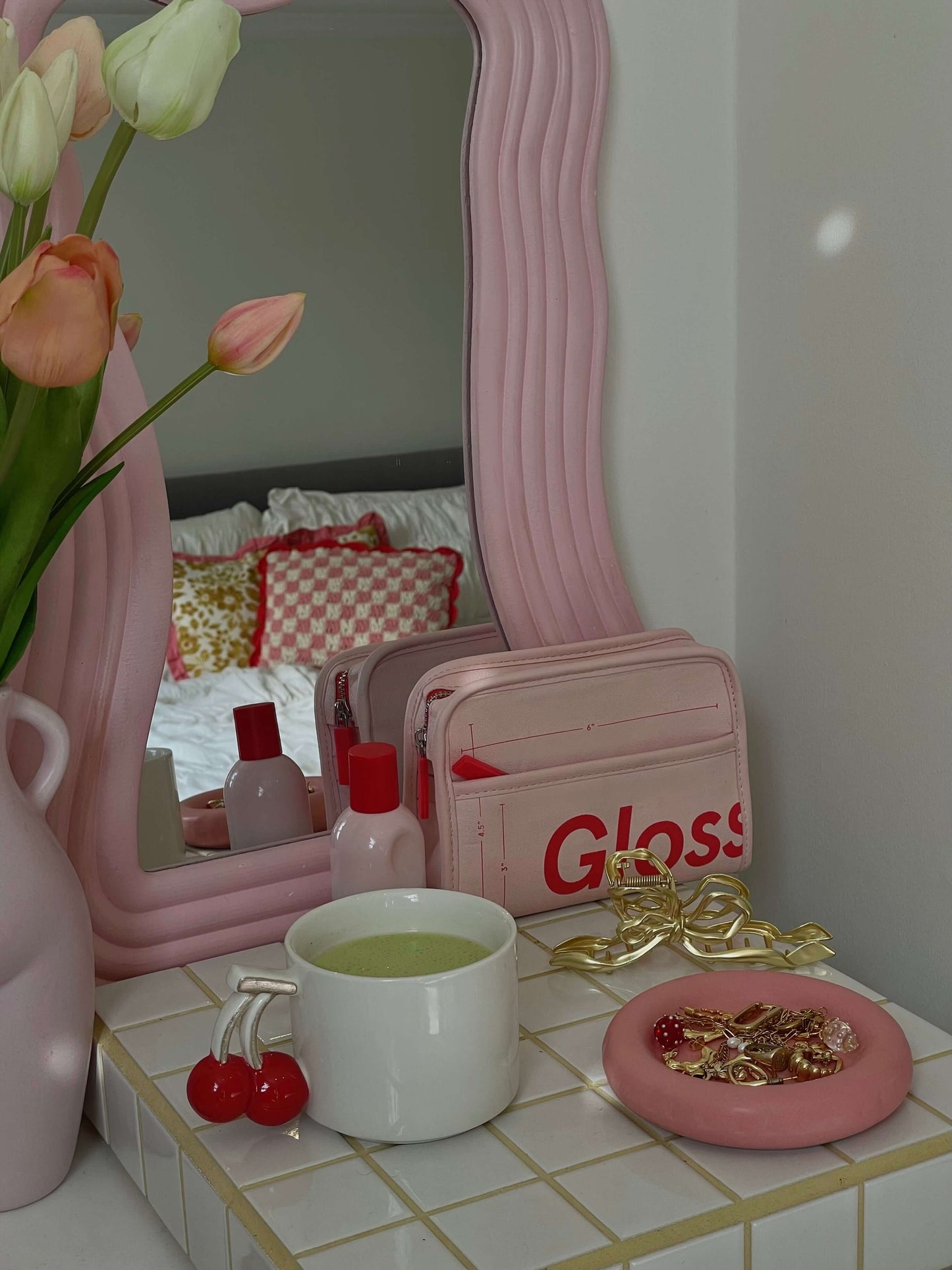Ceramic cherry mug. Aesthetic mug 