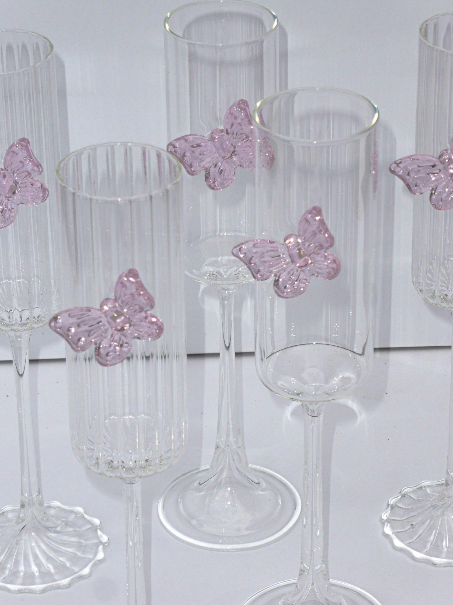 Pink Butterfly Prosecco Flutes Set Of Two