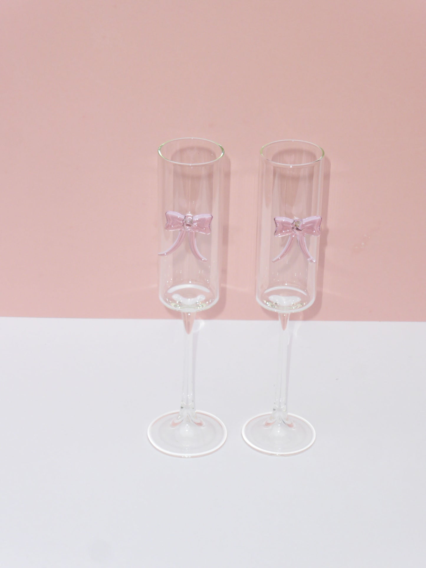 Clear Bow Prosecco glass set of two