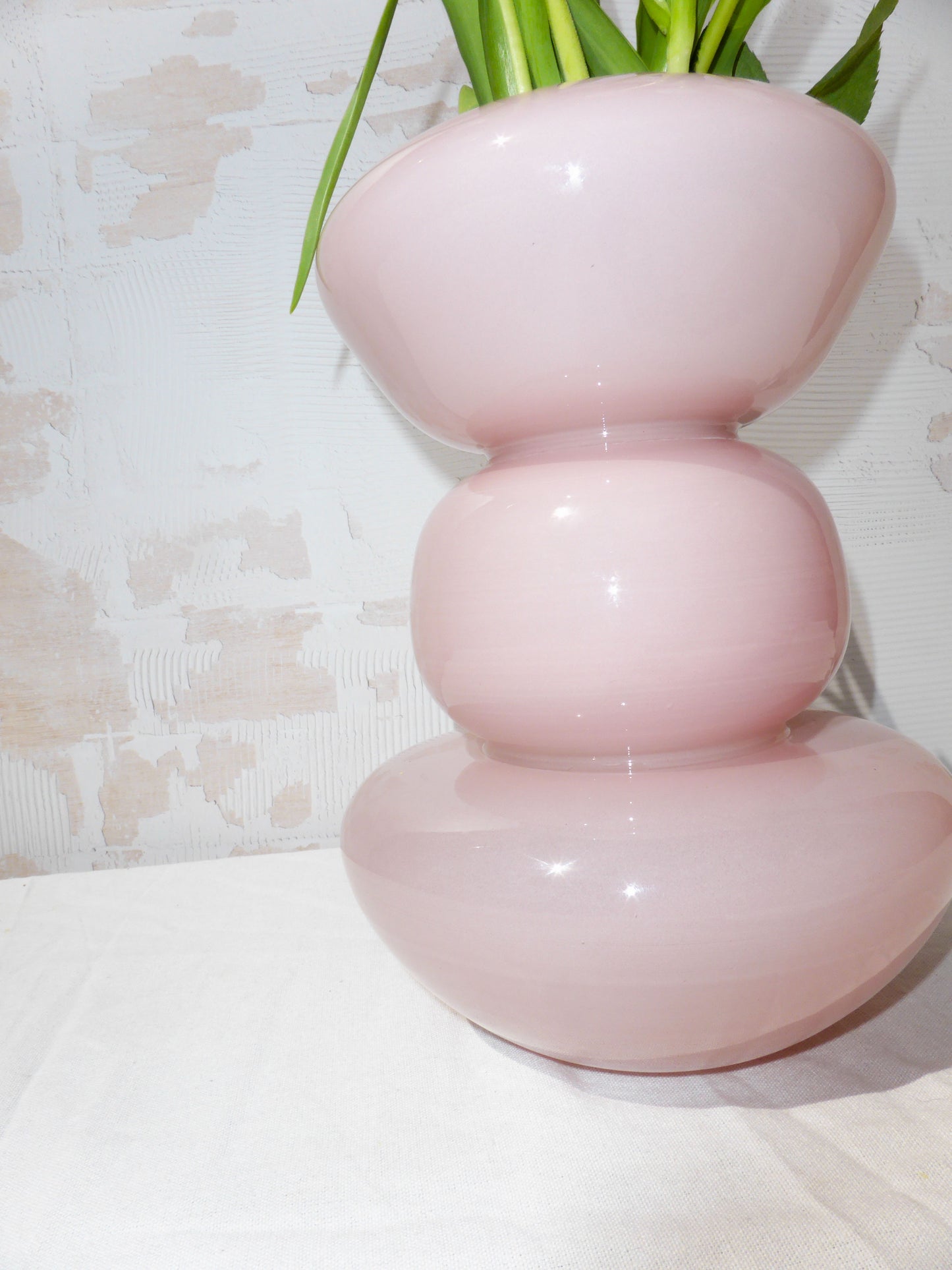 Pink Tulip Glass Flower Vase