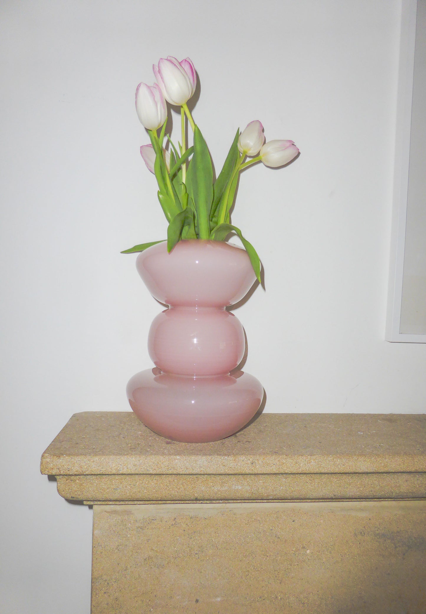 Pink Tulip Glass Flower Vase