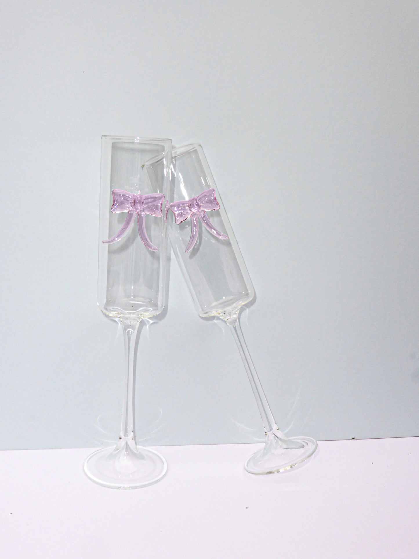 Clear Bow Prosecco glass set of two