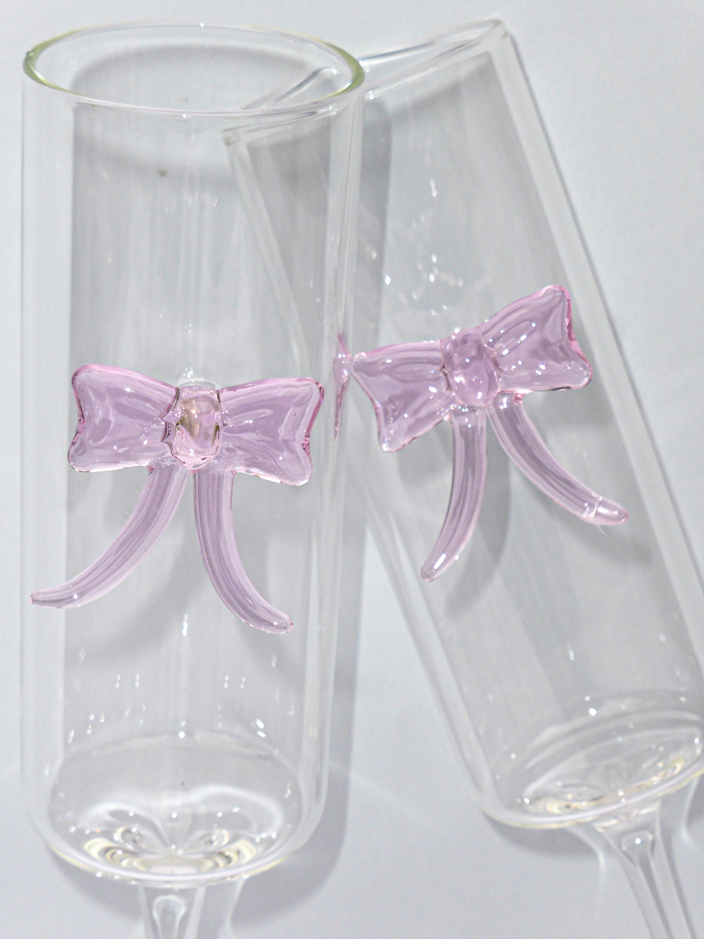 Clear Bow Prosecco glass set of two