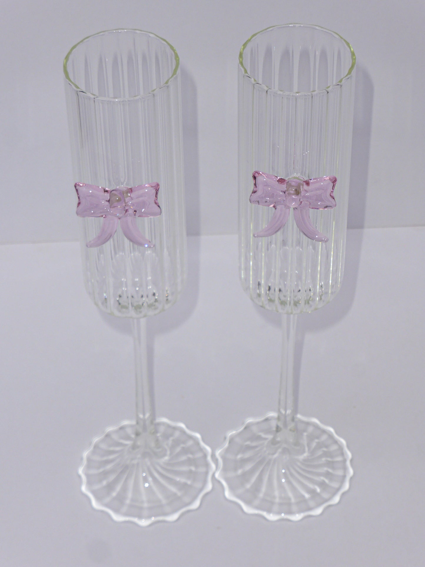 Ribbed Bow Prosecco Glasses Set Of Two