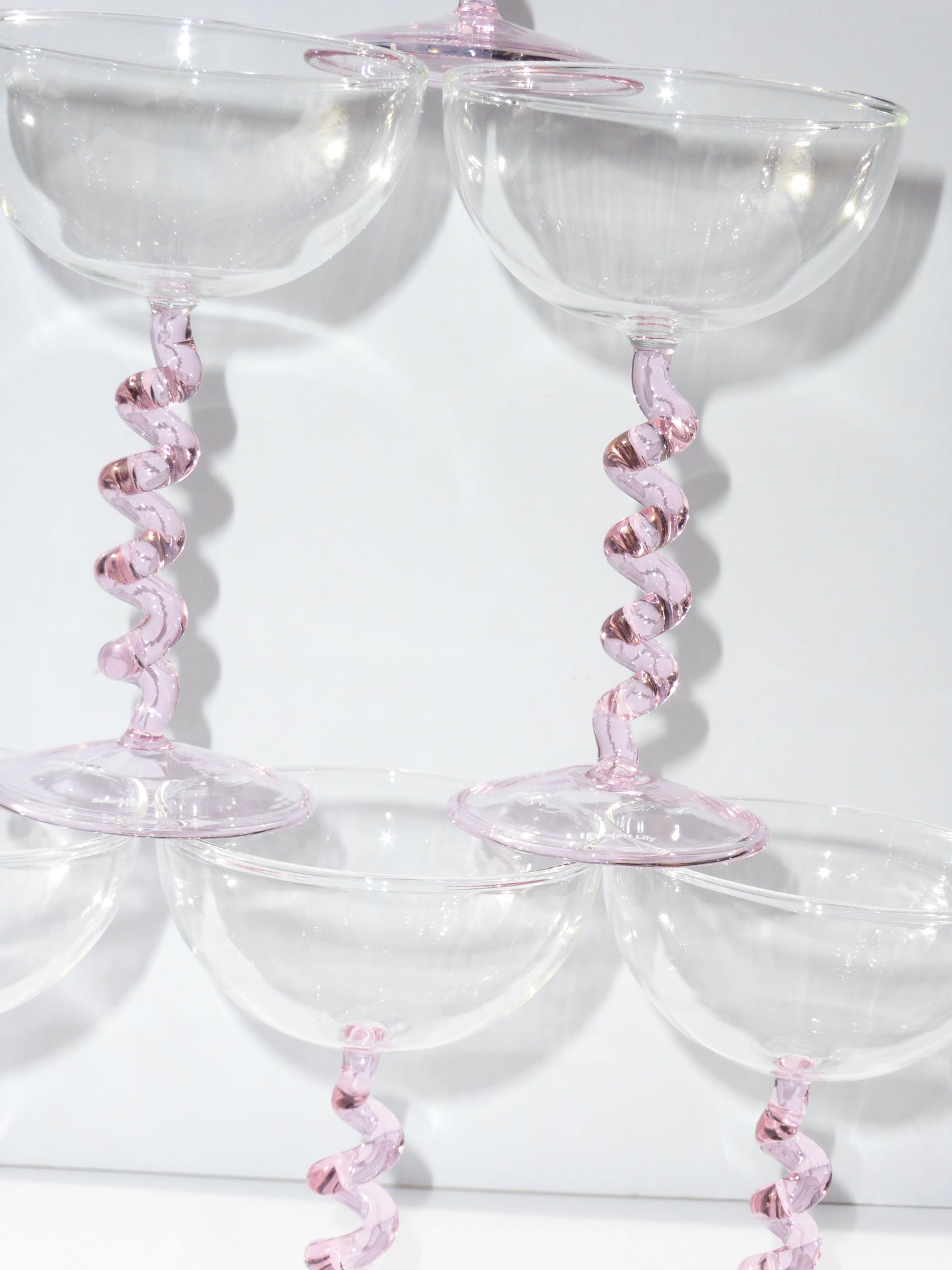 Pink Spiralised Martini Glass Set Of Two