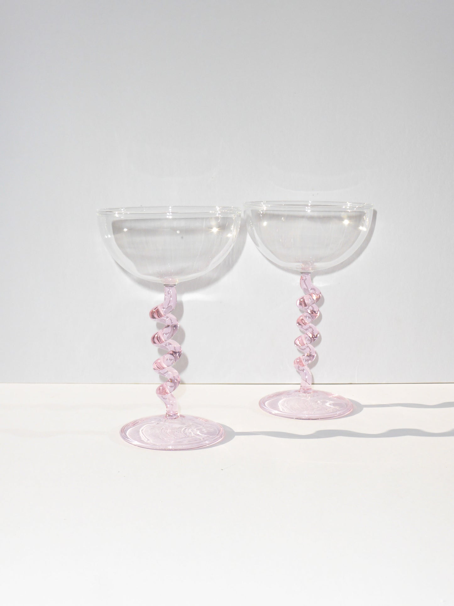 Pink Spiralised Martini Glass Set Of Two