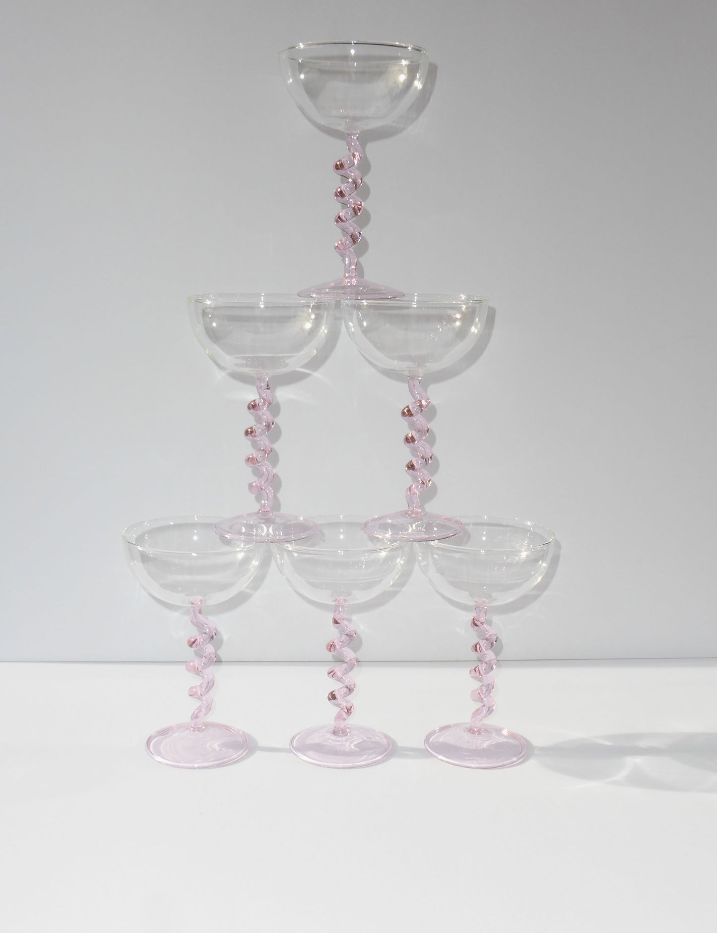 Pink Spiralised Martini Glass Set Of Two