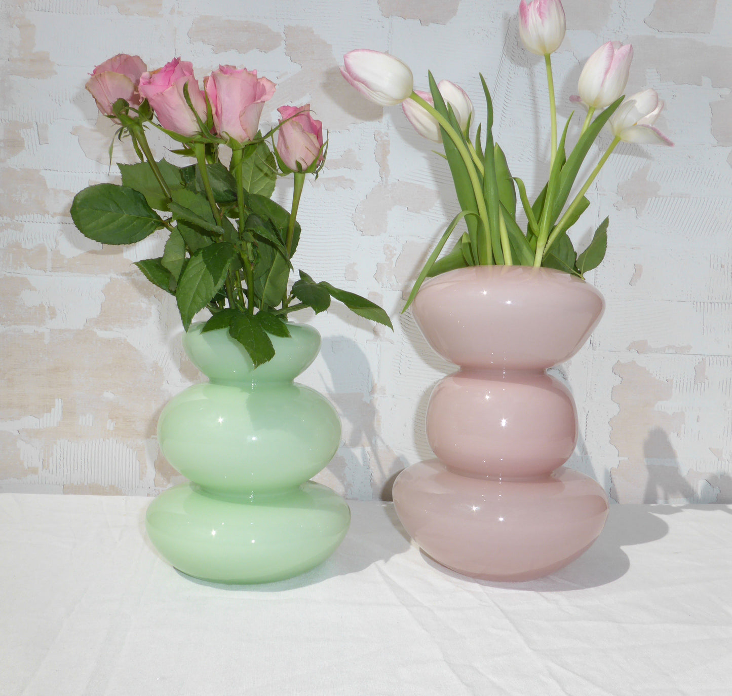 Pink Tulip Glass Flower Vase