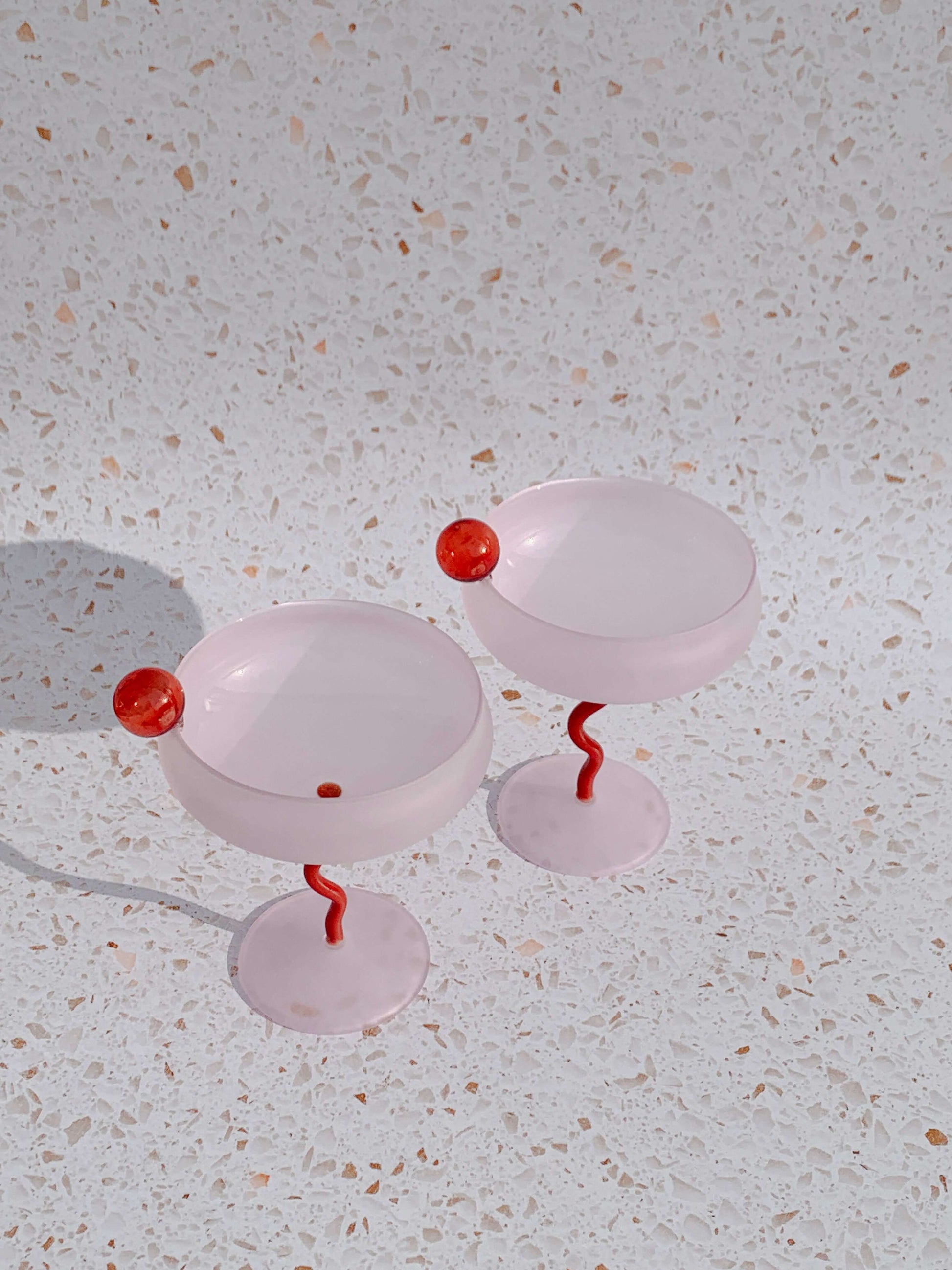 Set of two fancy cocktail glasses