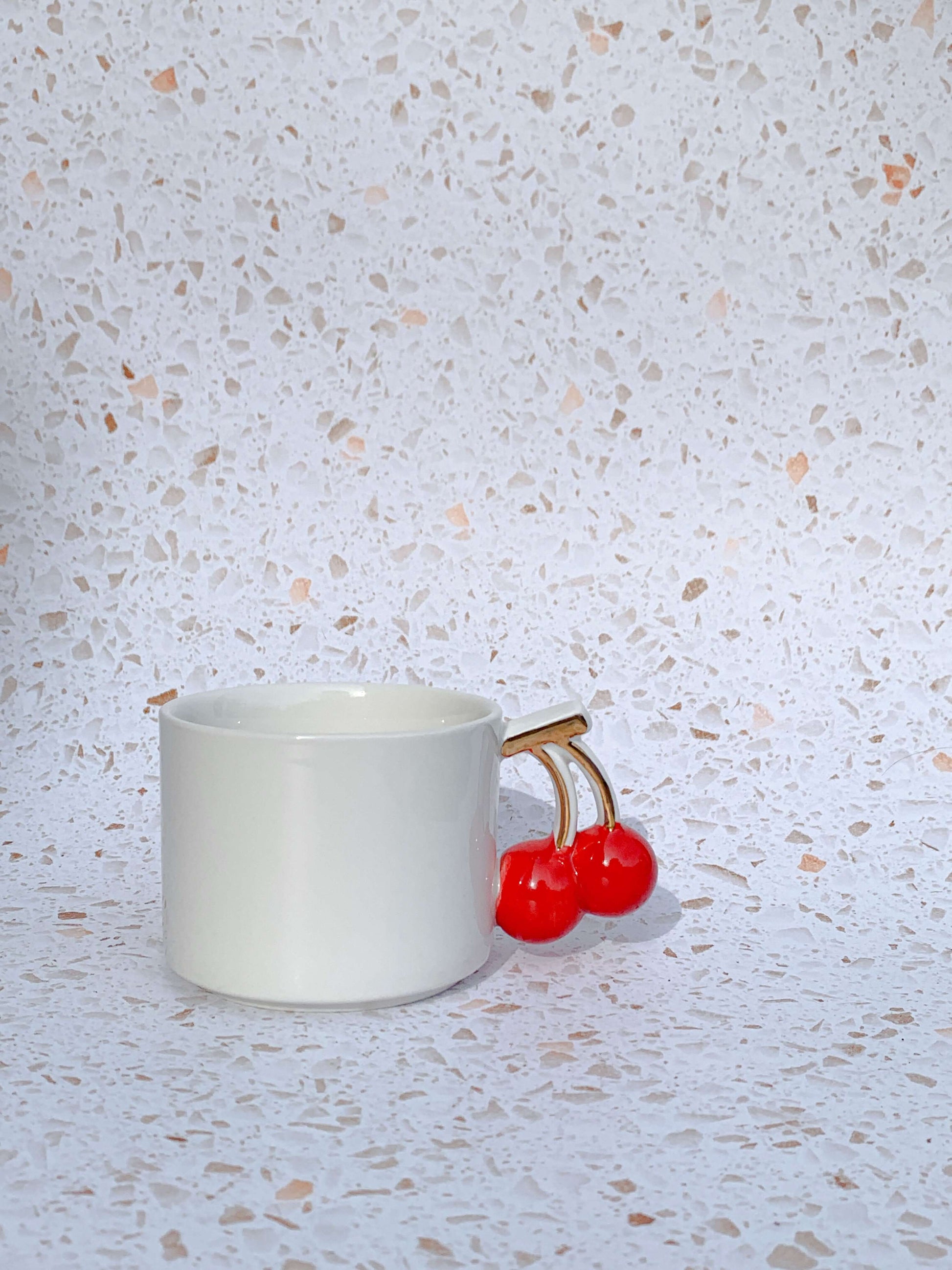 Cherry ceramic coffee or tea cup