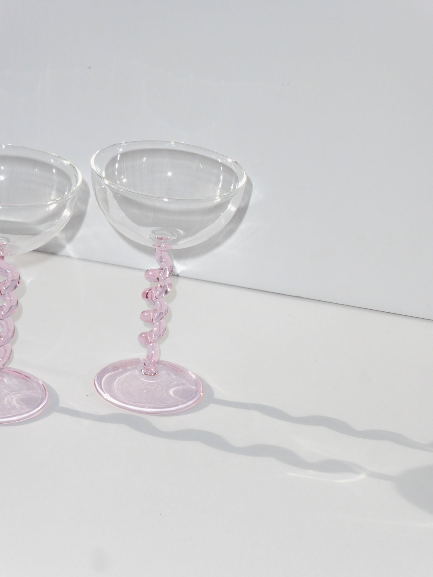 Pink Spiralised Martini Glass Set Of Two