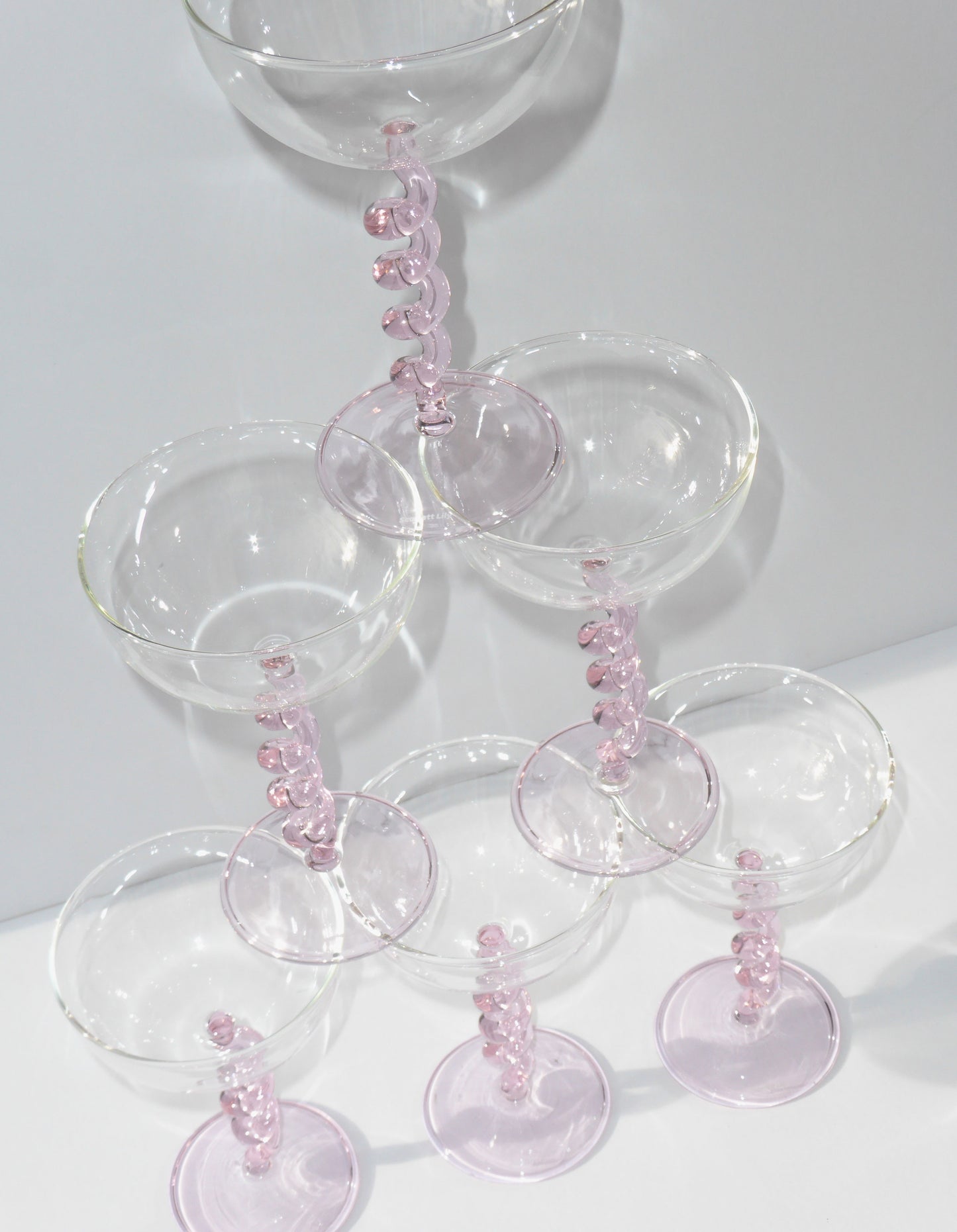 Pink Spiralised Martini Glass Set Of Two