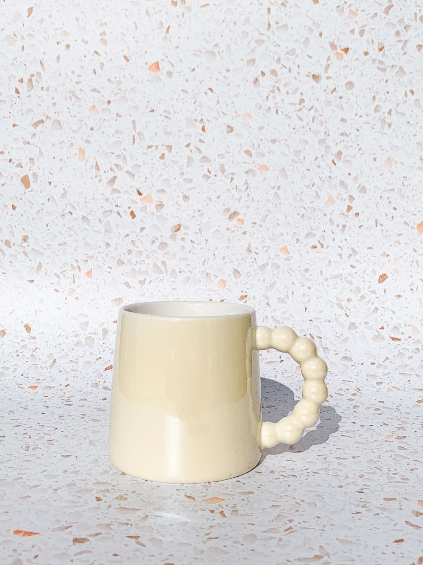 Cream coloured ceramic coffee or tea mug. Aesthetic mug for gift. 